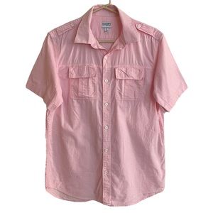 Old Navy Classic Fit Pink Button Down Shirt Short Sleeve Collar Front Pockets